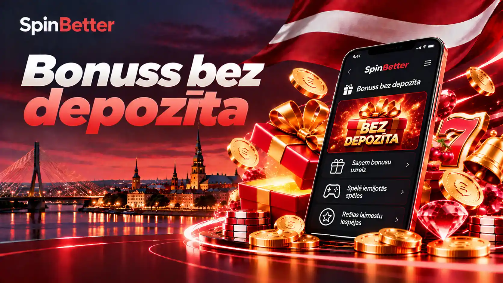SpinBetter sadaļa Bonuss bez depozīta ar punktiem Saņem bonusu uzreiz un Spēlē iemīļotās spēles